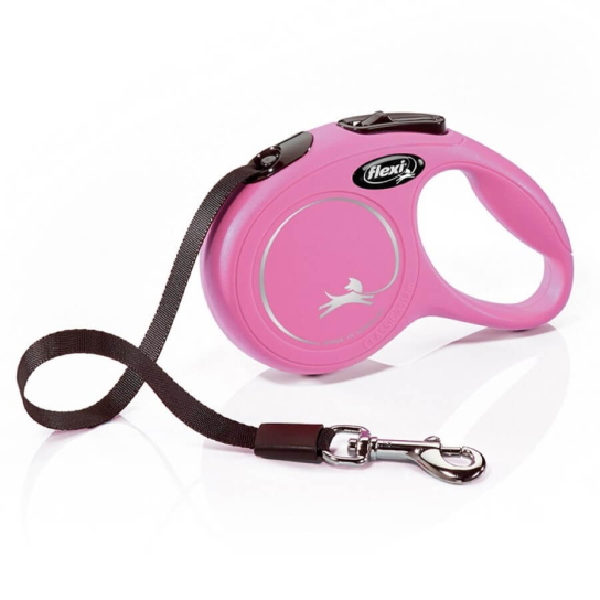 FLEXI CLASSIC ЛЕНТА XS - автоматичен повод за куче, розов, 3 м/12 кг -  - Zoolink