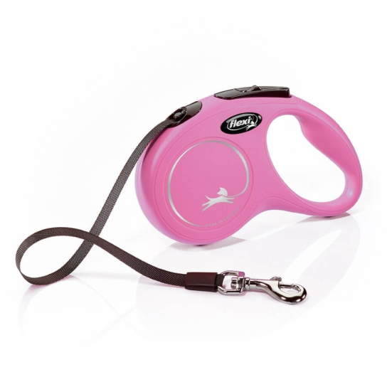 FLEXI CLASSIC ЛЕНТА S - автоматичен повод за куче, розов, 5 м/15 кг -  - Zoolink