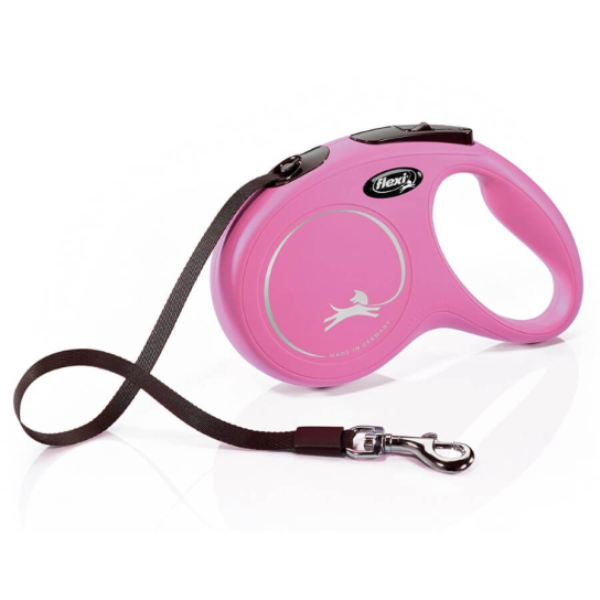 FLEXI CLASSIC ЛЕНТА M - автоматичен повод за куче, розов, 5 м/25 кг -  - Zoolink