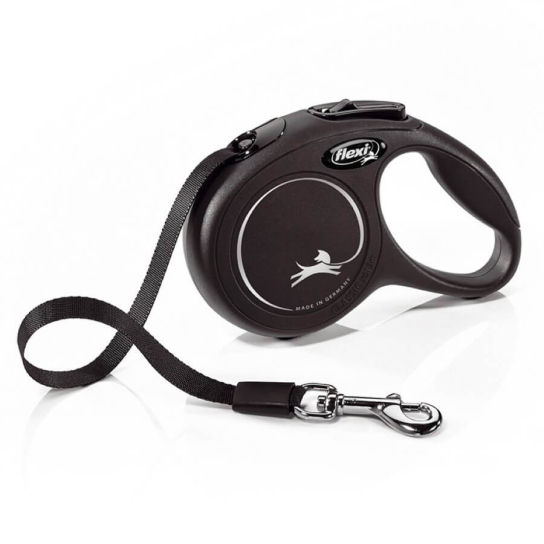 FLEXI CLASSIC ЛЕНТА XS - автоматичен повод за куче, черен, 3 м/12 кг -  - Zoolink