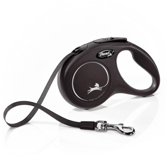 FLEXI CLASSIC ЛЕНТА S - автоматичен повод за куче, черен, 5 м/15 кг -  - Zoolink