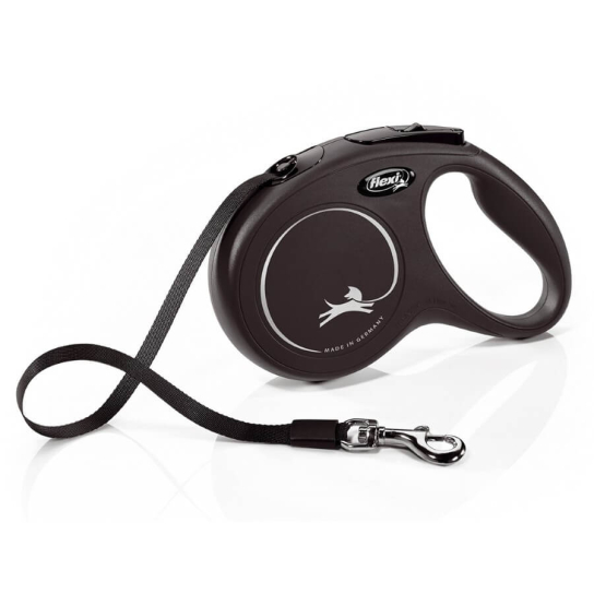 FLEXI CLASSIC ЛЕНТА M - автоматичен повод за куче, черен, 5 м/25 кг -  - Zoolink