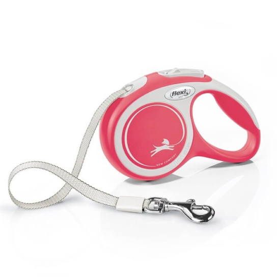 FLEXI COMFORT ЛЕНТА XS - автоматичен повод за куче, червено, 3 м/12 кг -  - Zoolink