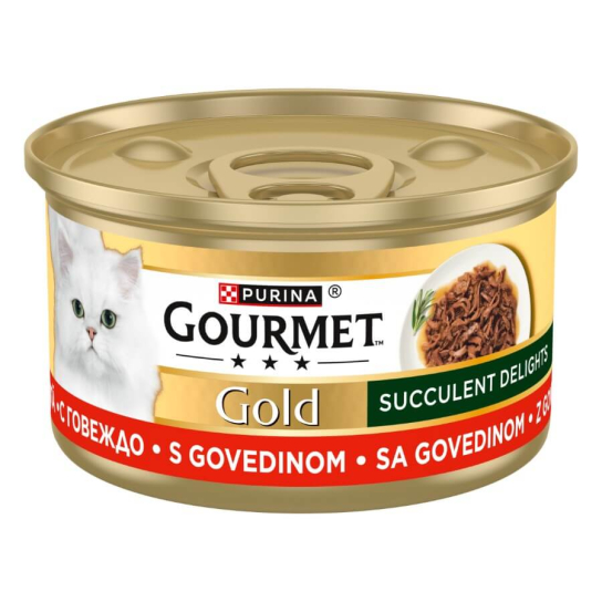 Purina Gourmet Gold - сочни изкушения за котки в зряла възраст, Говеждо, 85г -  - Zoolink