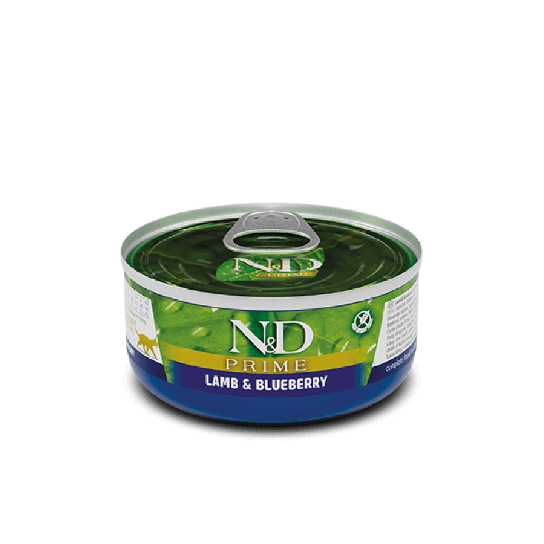 N&D PRIME CAT LAMB & BLUEBERRY – за котки над 1г., Агне и боровинки, консерва 70г -  - Zoolink