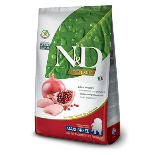 N&D GF PRIME DOG PUPPY MAXI CHICKEN&POMEGR. - подрастващо куче, едри породи, пиле и нар, 12кг -  - Zoolink