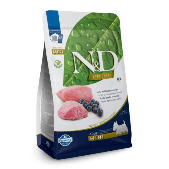 N&D GF PRIME DOG ADULT MINI LAMB&BLUEBERRY - за куче над 1г. дребни породи, агне и боровинки, 7кг -  - Zoolink