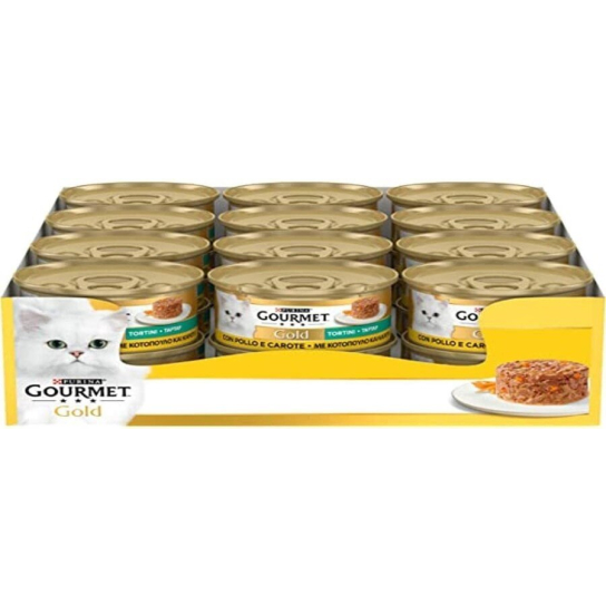 24бр.Purina Gourmet Gold за котки в зряла възраст, Двойно удоволствие, Заек и Дроб, Мокра храна, 85g -  - Zoolink