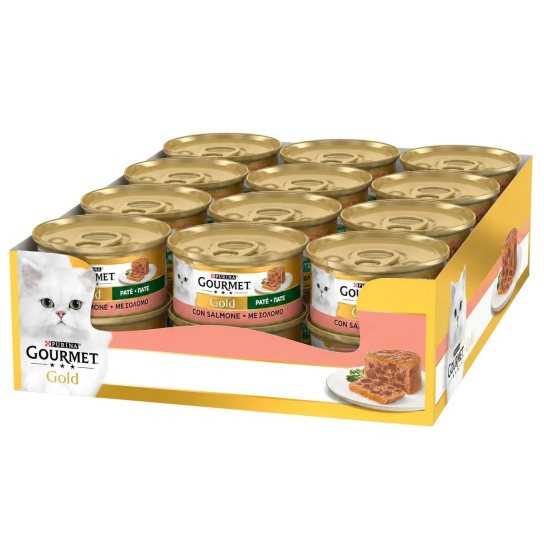 24бр. Purina Gourmet Gold - сочни изкушения за котки в зряла възраст, Сьомга, 85г -  - Zoolink