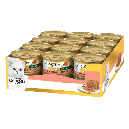 24бр. Purina Gourmet Gold - сочни изкушения за котки в зряла възраст, Сьомга, 85г -  - Zoolink