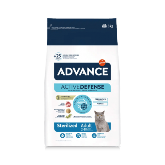 ADVANCE CAT ADULT STERILIZED - за кастрирани котки в зряла възраст, Пуешко и ечемик, 3кг -  - Zoolink