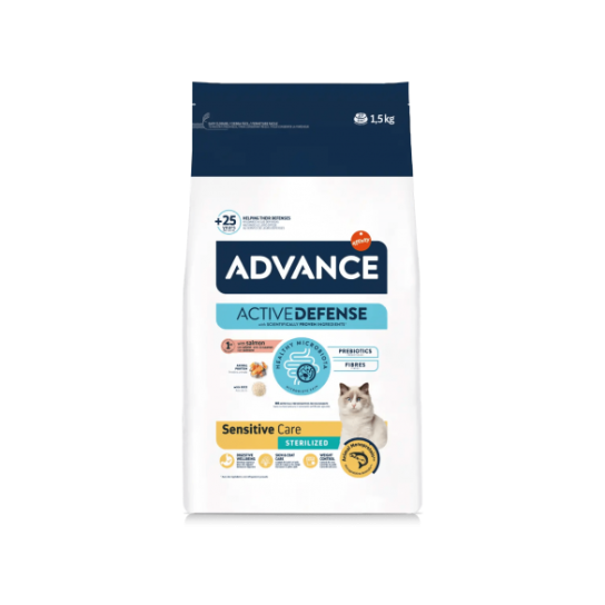 ADVANCE CAT ADULT STERILIZED SENSITIVE - за кастрирани котки в зряла възраст, Сьомга и ечемик, 1.5кг -  - Zoolink