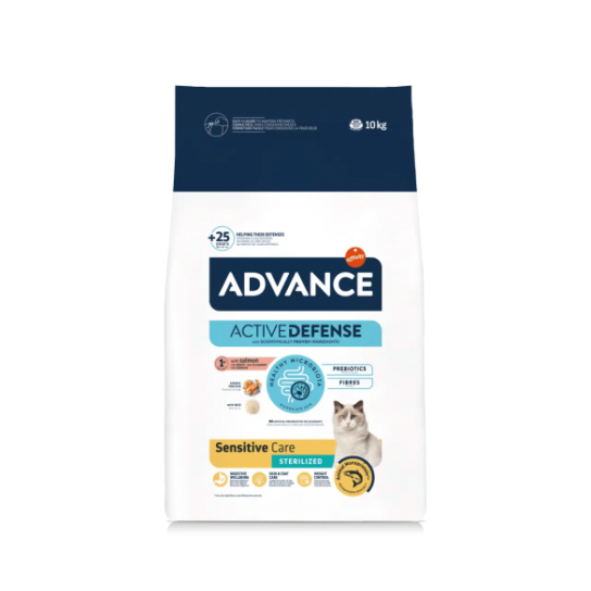 ADVANCE CAT ADULT STERILIZED SENSITIVE - за кастрирани котки в зряла възраст, Сьомга и ечемик, 10кг -  - Zoolink