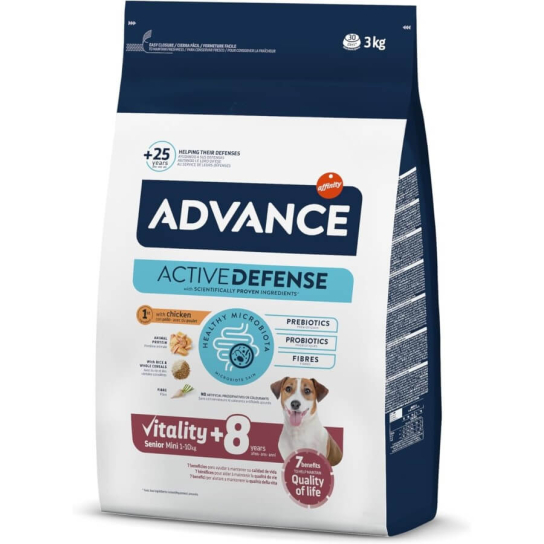 ADVANCE DOG MINI SENIOR - за кучета над 8г., породи до 10кг, Пиле и ориз, 3кг -  - Zoolink