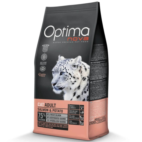 OPTIMA NOVA CAT ADULT SALMON&POTATO - за пораснали котки, Сьомга и картоф, 8кг -  - Zoolink