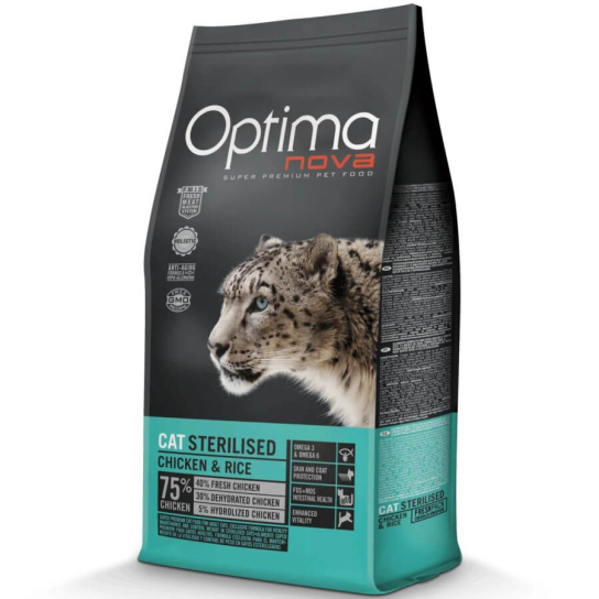 OPTIMA NOVA CAT STERILISED CHICKEN&RICE - за кастрирани котки, Пиле и ориз, 8кг -  - Zoolink