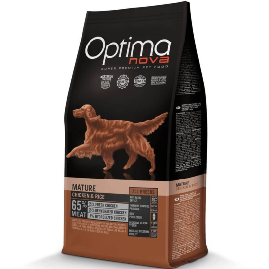 OPTIMA NOVA DOG MATURE CHICKEN&RICE - за по-възрастни кучета, Пиле и ориз, 12кг -  - Zoolink