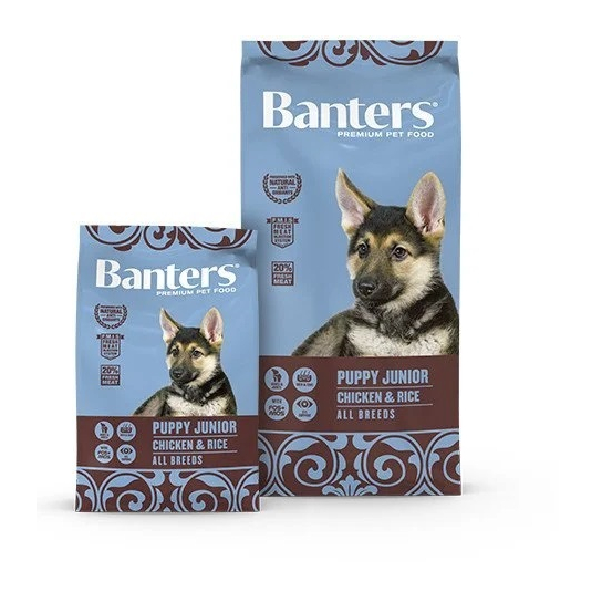 BANTERS PUPPY JUNIOR ALL BREEDS CHICKEN&RICE - подрастващи кучета, всички породи, Пиле и ориз, 15кг -  - Zoolink