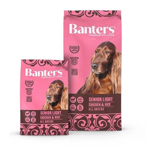BANTERS DOG SENIOR LIGHT CHICKEN&RICE- по-възрастни кучета или с наднормено тегло, Пиле и ориз, 15кг -  - Zoolink