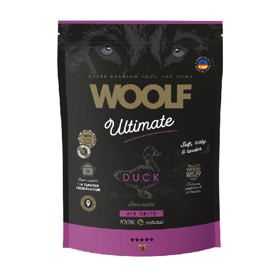 WOOLF ULTIMATE DOGFOOD - полувлажна храна за пораснали кучета, Патица, 1кг -  - Zoolink