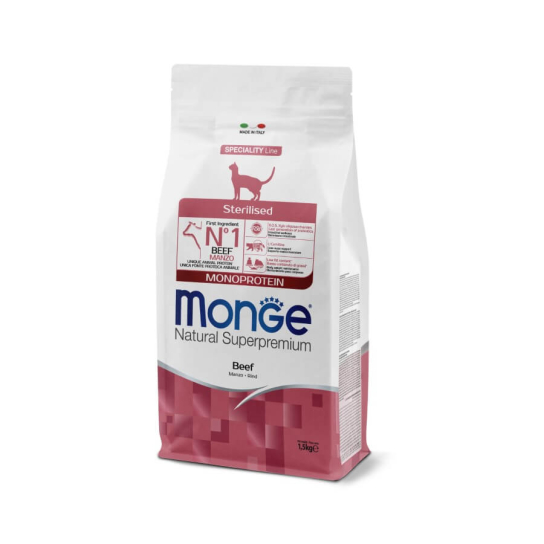 MONGE NS MONOPROTEIN CAT STERILISED - за кастрирани котки над 1г., Телешко, 1.5кг -  - Zoolink