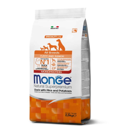 MONGE NS MONOPROTEIN PUPPY ALL BREEDS - за кученца до 1г., Патица, ориз и картофи, 2.5кг -  - Zoolink