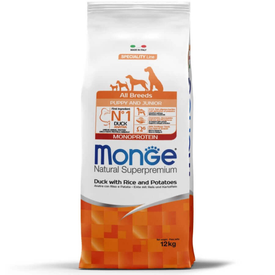 MONGE NS MONOPROTEIN PUPPY ALL BREEDS - за кученца до 1г., Патица, ориз и картофи, 12кг -  - Zoolink