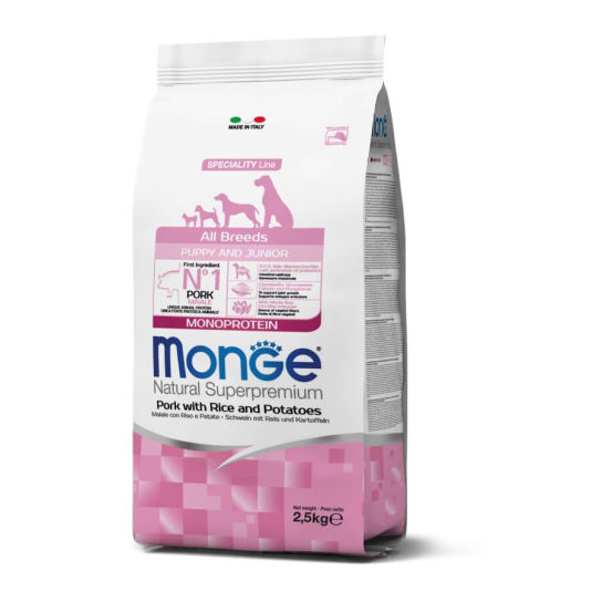 MONGE NS MONOPROTEIN PUPPY ALL BREEDS - за кученца до 1г., Свинско, ориз и картофи, 2.5кг -  - Zoolink
