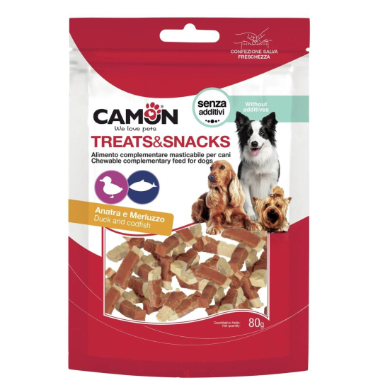 CAMON TREATS&SNACKS лакомство за куче - хапки с патешко и риба треска, 80г -  - Zoolink