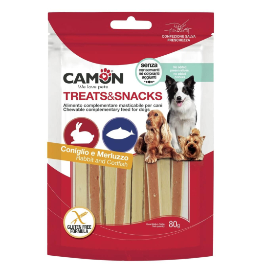 CAMON TREATS&SNACKS лакомство за куче - сандвич ленти със заешко и риба треска, 80г -  - Zoolink