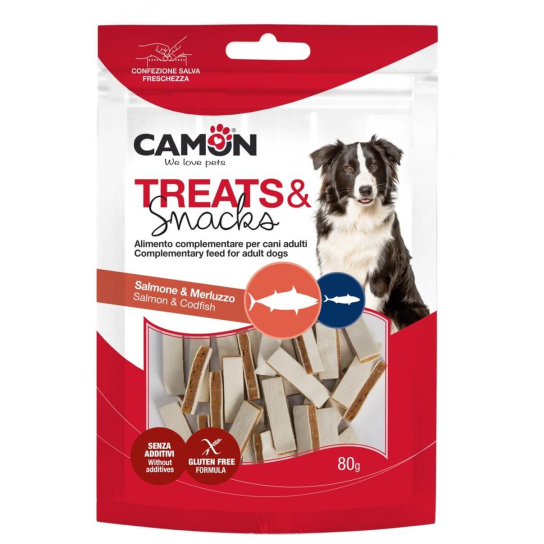 CAMON TREATS&SNACKS лакомство за куче - сандвич хапки със сьомга и треска, 80г -  - Zoolink