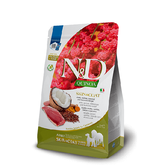 N&D QUINOA SKIN&COAT ADULT MED&MAX - зрели кучета, здрава кожа/козина, с Патица, киноа, кокос, 2.5кг - - Zoolink N&D QUINOA SKIN&COAT ADULT MED&MAX - зрели кучета, здрава кожа/козина, с Патица, киноа, кокос, 2.5кг - - Zoolink