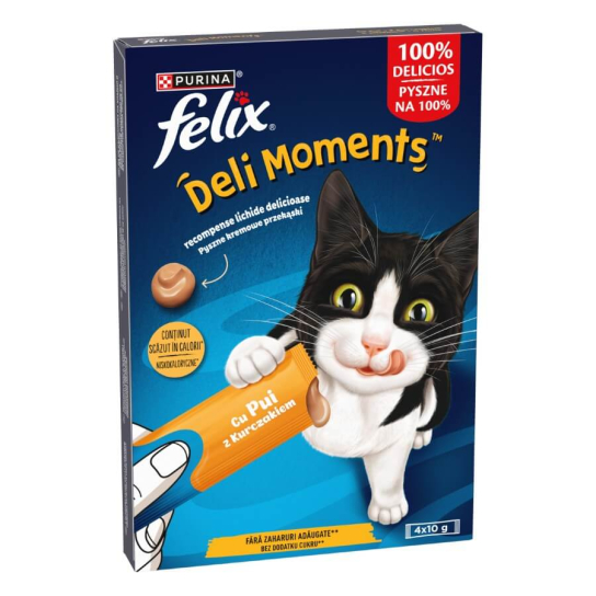 Purina FELIX DELI MOMENTS - течно лакомство за котки с Пиле, сашета 4х10г -  - Zoolink