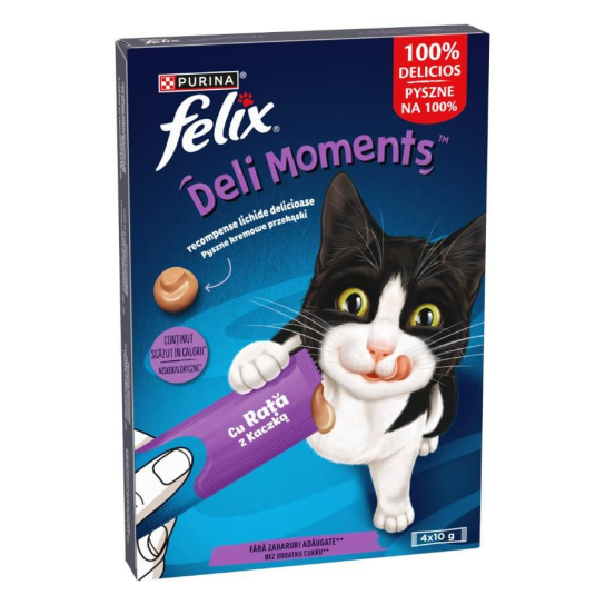 Purina FELIX DELI MOMENTS - течно лакомство за котки с Патица, сашета 4х10г -  - Zoolink
