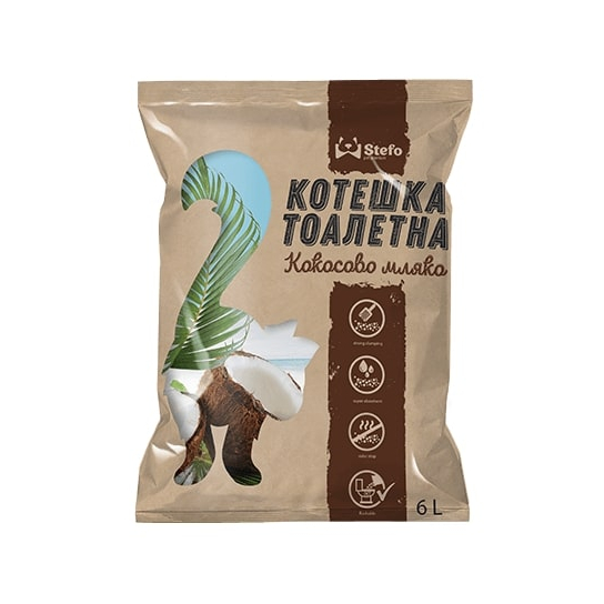 STEFO COCONUT - екологична котешка тоалетна от соя, аромат кокос, 6л - - Zoolink STEFO COCONUT - екологична котешка тоалетна от соя, аромат кокос, 6л - - Zoolink