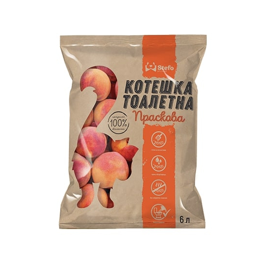 STEFO PEACH - екологична котешка тоалетна от соя, аромат праскова, 6л - - Zoolink STEFO PEACH - екологична котешка тоалетна от соя, аромат праскова, 6л - - Zoolink