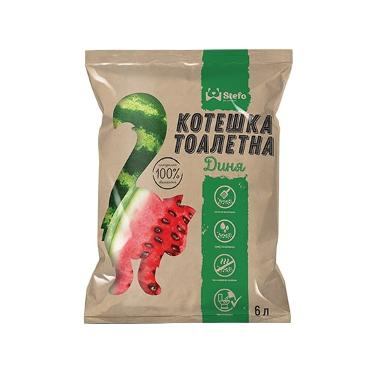 STEFO WATERMELON - екологична котешка тоалетна от соя, аромат диня, 6л - - Zoolink STEFO WATERMELON - екологична котешка тоалетна от соя, аромат диня, 6л - - Zoolink