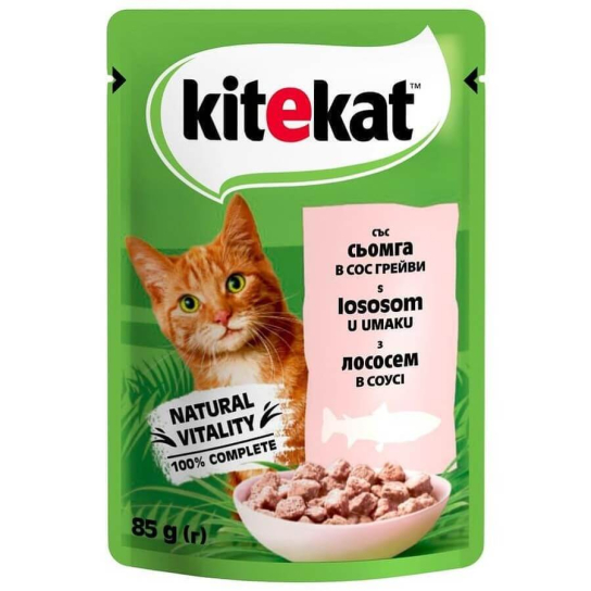 Kitekat Пауч със Сьомга в сос грейви, 85г -  - Zoolink