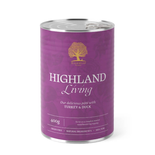 ESSENTIAL HIGHLAND LIVING PATE - пастет за кучета, с Пуешко и Патешко, 400г -  - Zoolink