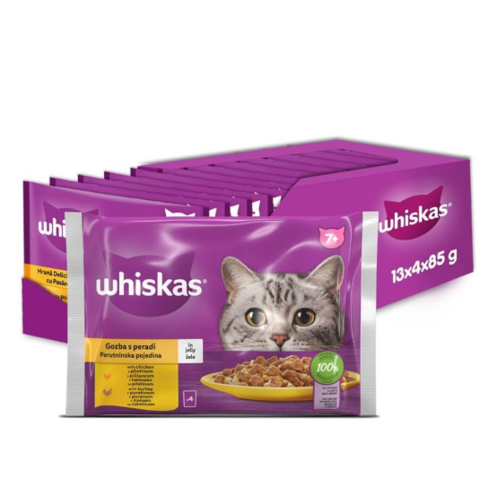 13бр. Whiskas Пауч Синиър Птичи Ястия в желе, 4x85г -  - Zoolink