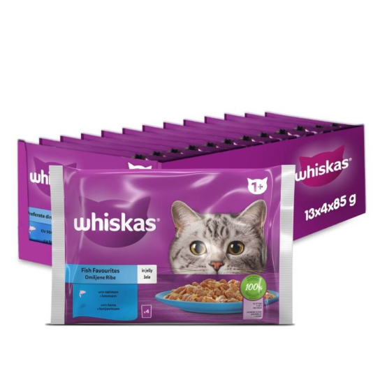 13бр. Whiskas Пауч Рибни Ястия в желе, 4x85г -  - Zoolink