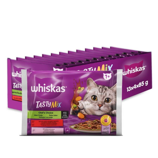 13бр. Whiskas Пауч Tasty Mix Избор на Готвача в сос грейви, 4x85г -  - Zoolink