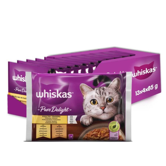 13бр. Whiskas Пауч Pure Delight Птичи Ястия в желе, 4x85г -  - Zoolink