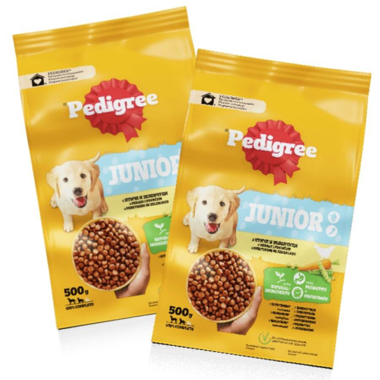 2бр. Pedigree Джуниър Пилешко & Зеленчуци, 500г -  - Zoolink