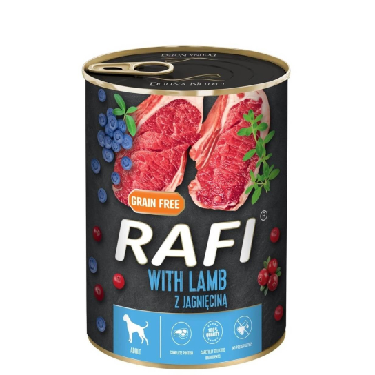 RAFI DOG LAMB - за израснали кучета, с Агнешко, плодове, консерва 400г -  - Zoolink