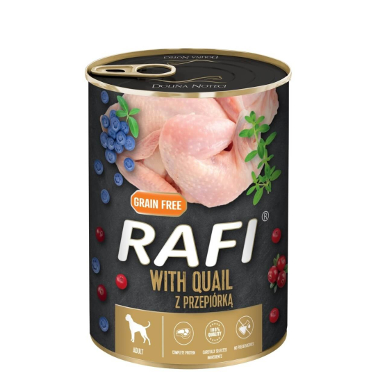 RAFI DOG QUAIL - за израснали кучета, с Пъдпъдък, плодове, консерва 400г -  - Zoolink