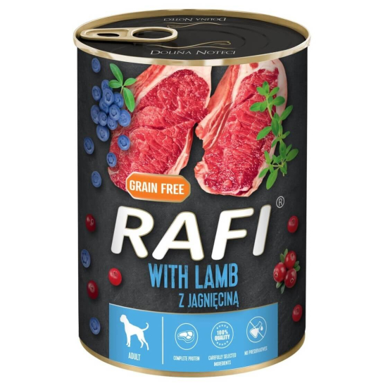 RAFI DOG LAMB - за израснали кучета, с Агнешко, плодове, консерва 800г -  - Zoolink