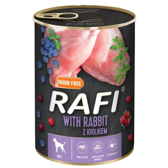 RAFI DOG RABBIT - за израснали кучета, със Заешко, плодове, консерва 800г -  - Zoolink
