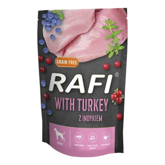 RAFI DOG TURKEY - за израснали кучета, с Пуешко, плодове, пауч 300г -  - Zoolink