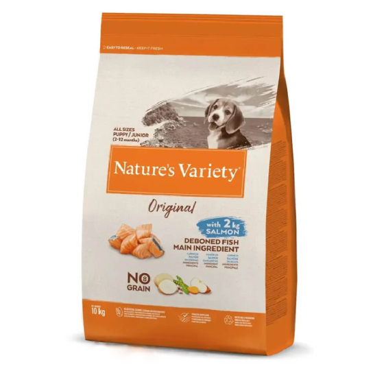 NATURE`S VARIETY PUPPY/JUNNIOR ALL SIZE - за кученца до 12 мес., със Сьомга 10кг -  - Zoolink